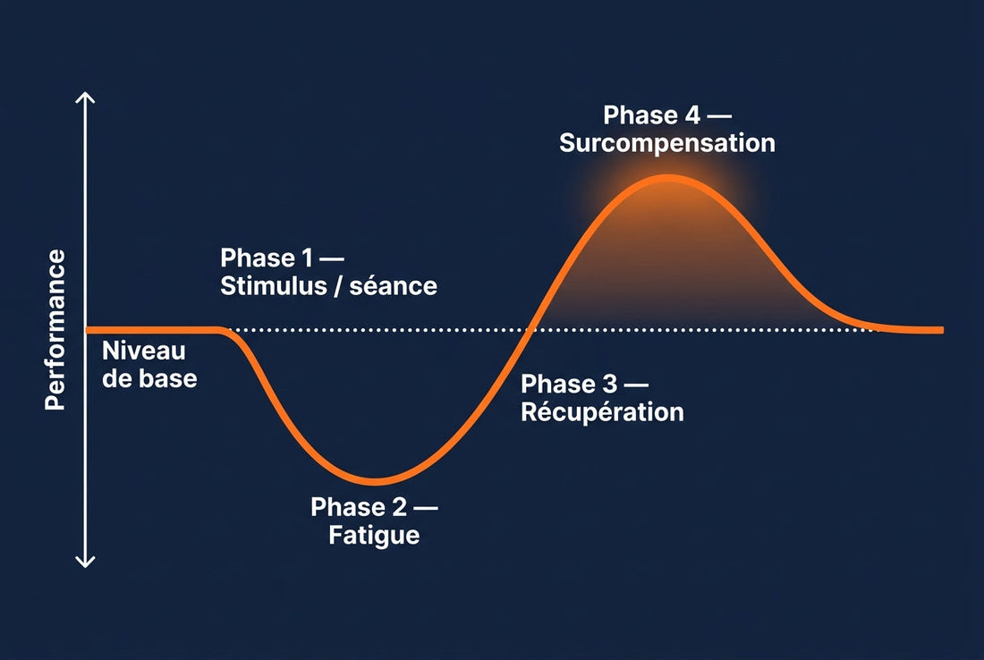 Graphique illustrant le cycle de surcompensation en 4 phases